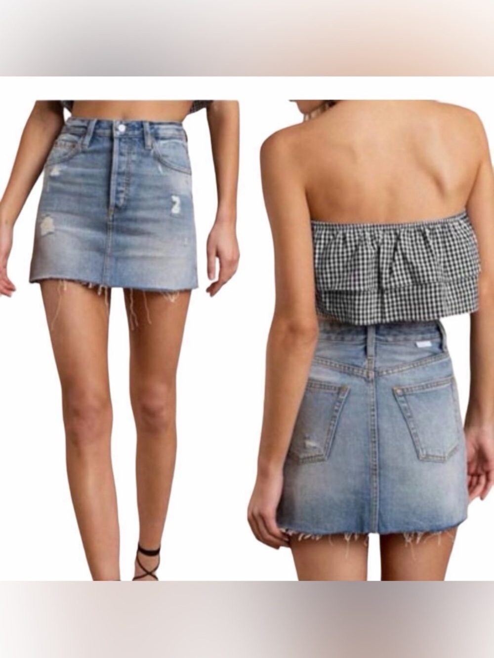 Boyish jeans Light Blue Washed distressed Denim Skirt 25 - Picture 5 of 12